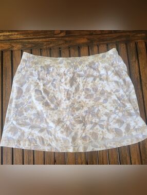 Women's New York Laundry N.Y.L. Floral Skort Size Large Beige Purple 100% Cotton